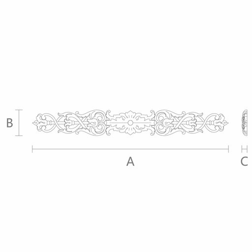 Antique hardwood horizontal onlay with flower buds