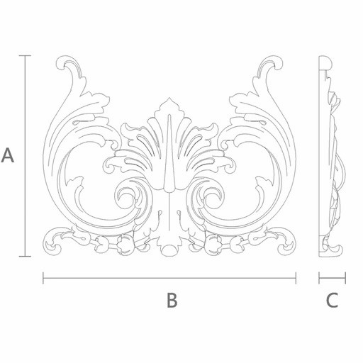 Handcrafted wooden Baroque applique with acanthus scrolls