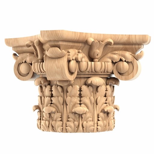 Ornamental columns tops with volutes and acanthus composite order