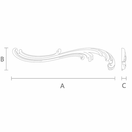 Ornamental wooden hand-carved floral onlay, Left
