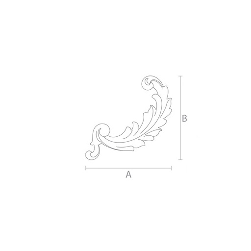 Decorative solid wood handcrafted Acanthus scroll onlay, Left