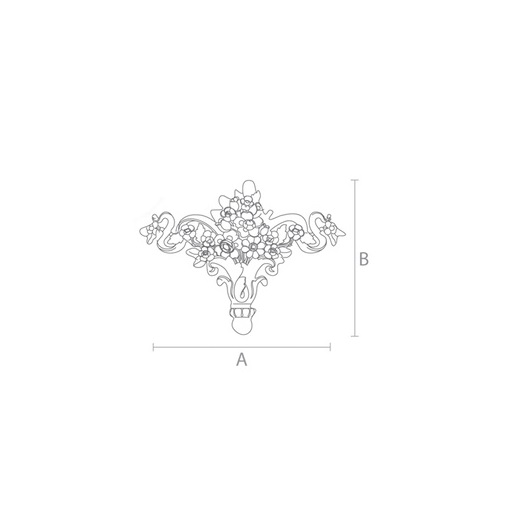 Decorative flower bouquet with ribbons applique from beech