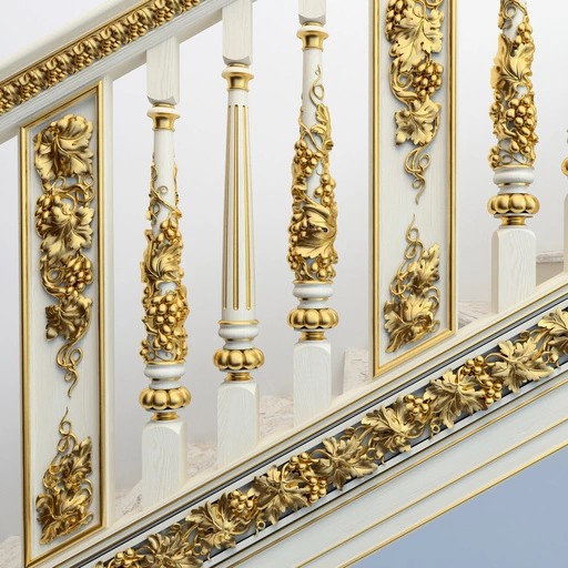 ANTIQUE CARVED STAIR BALUSTER DECORATING WITH GRAPEVINE