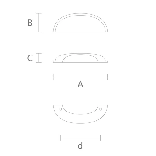 OAK SEMICIRCLE HANDLES FOR FURNITURE MINIMALIST
