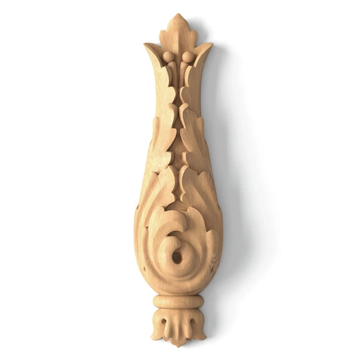Classical flower bud onlay from solid wood