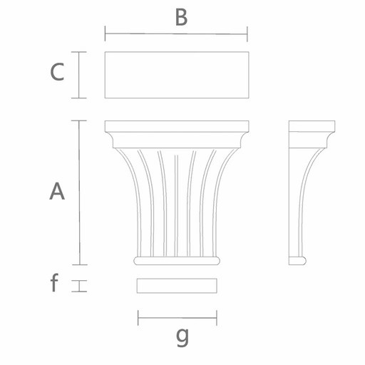 Fluted pilaster caps for interior from solid wood
