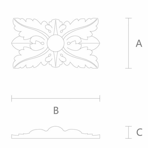 RECTANGULAR WOOD ROSETTE WITH ACANTHUS LEAF ANTIQUE