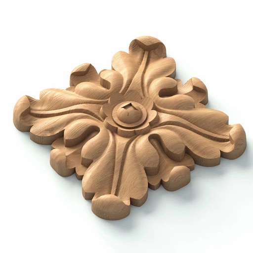 SQUARE MEDALLION FOR CABINETS WITH ACANTHUS FLOWER