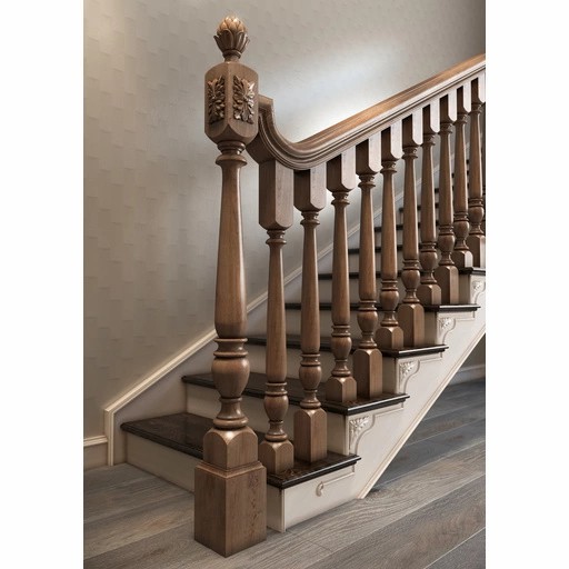 CLASSIC ROUNDED NEWEL POST FROM SOLID WOOD