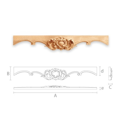 CARVED OAK ARCHITRAVE FOR CABINET AND UPHOLSTERED FURNITURE