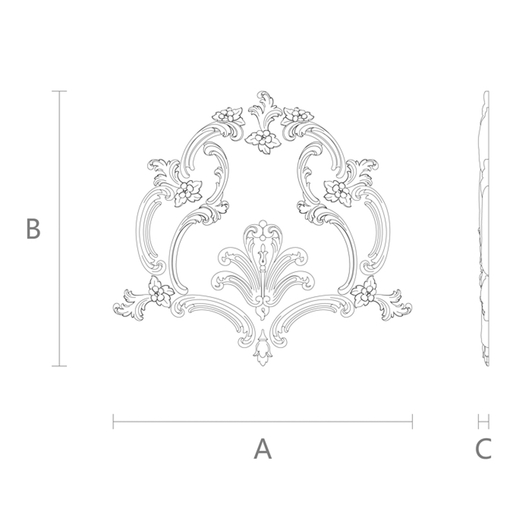 Hand-carved wooden set with flowers and palmette