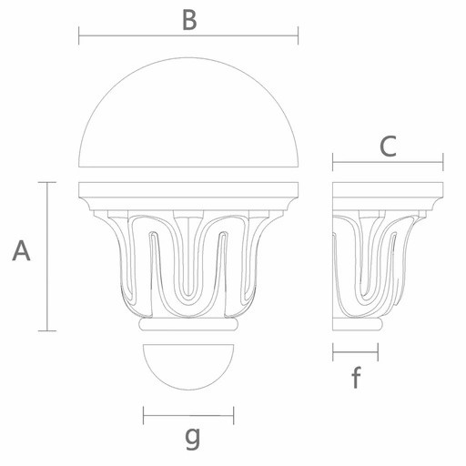 Pillar caps with wood carved leaves for half-round columns