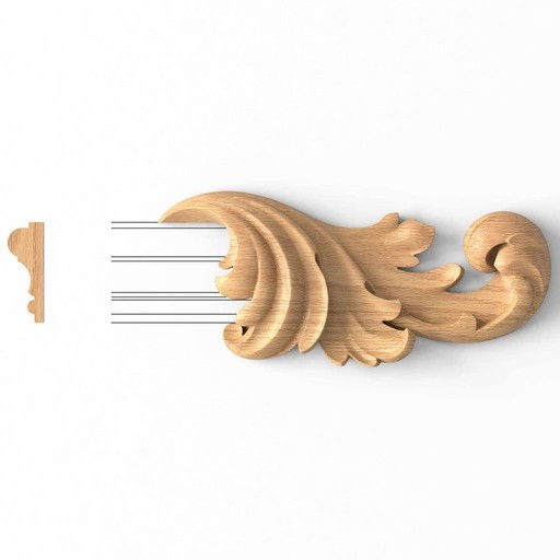 UNPAINTED WOOD ANTIQUE-STYLE APPLIQUE FOR MOULDING, RIGHT
