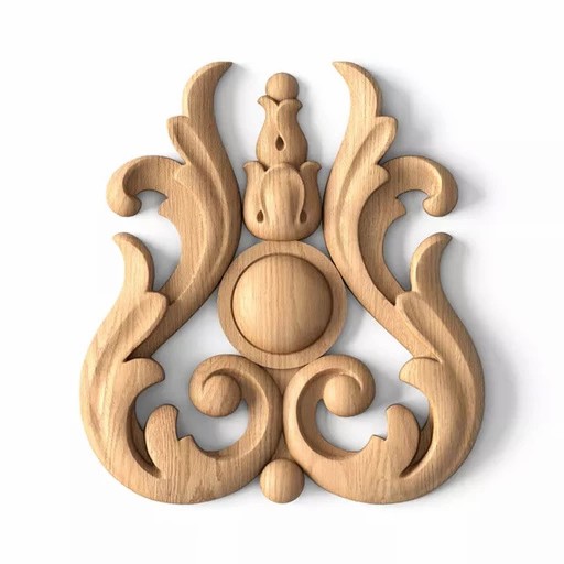 Renaissance carved onlay with a medallion from solid wood