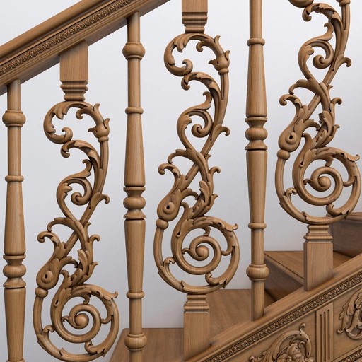 BAROQUE HARDWOOD BALUSTER WITH ACANTHUS SCROLLS