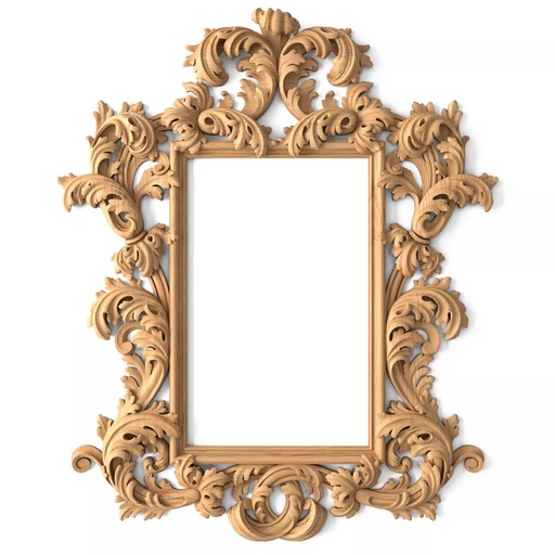HARDWOOD OPENWORK BAROQUE FRAME MIRROR WITH ACANTHUS ORNAMENTAITON