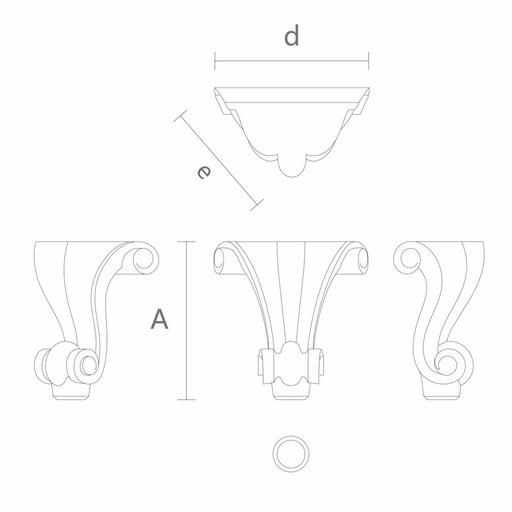 Chippendale furniture feet carved reversed scroll (1 PC)