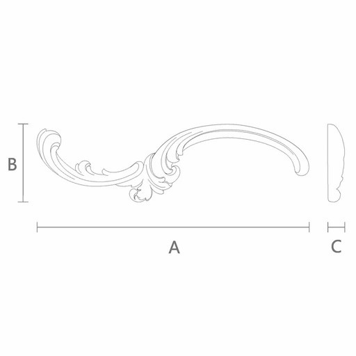 Decorative oak Vintage-style floral applique, Left