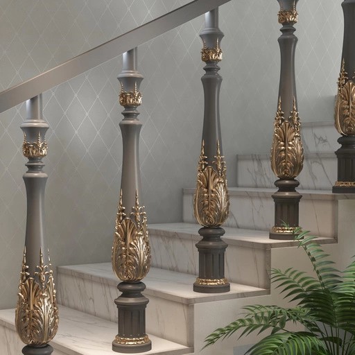 ROUND ACANTHUS PORCH BALUSTER FROM SOLID WOOD