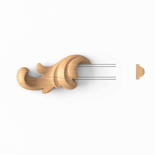 CLASSIC-STYLE WOODEN MINIATURE FLORAL ONLAY FOR MOULDING, LEFT