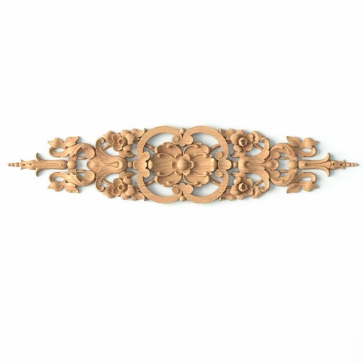 Ornamental Baroque appliques with flowers from solid wood