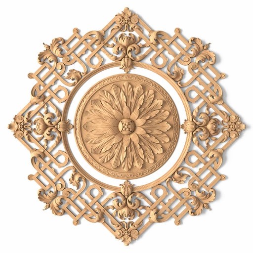 LARGE WOOD MEDALLION PIERCED BAROQUE