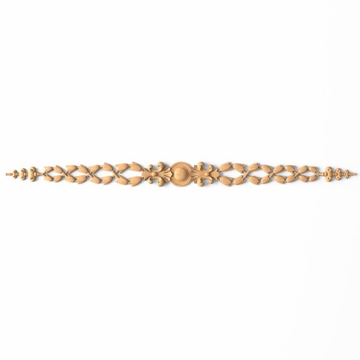 Large hardwood narrow decorative onlay with flowers