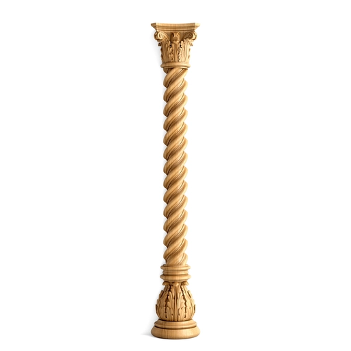 ANTIQUE STYLE SOLID WOOD CARVED TWISTED COLUMN, RIGHT