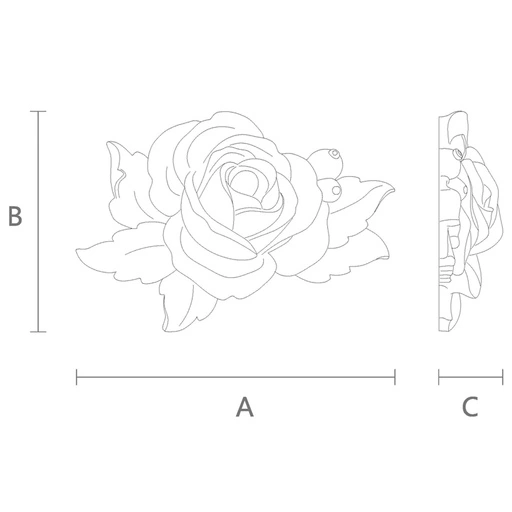 Realistic rosebud interior onlay from wood