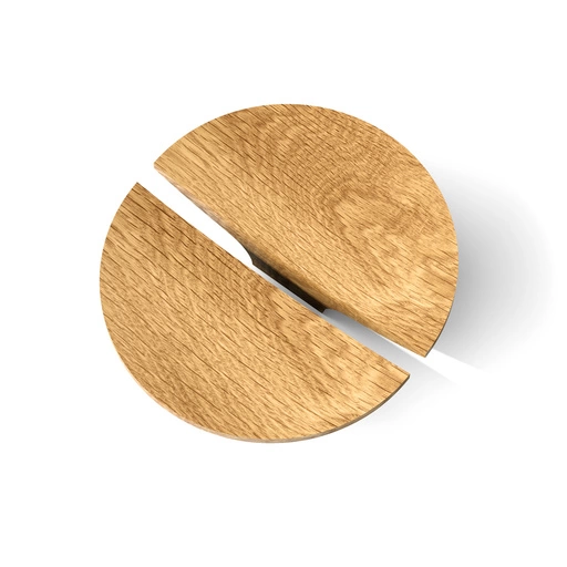 WOOD CABINET KNOB FROM TWO 5\ HALF ROUND PARTS FROM OAK. (SET OF 4 PC.)