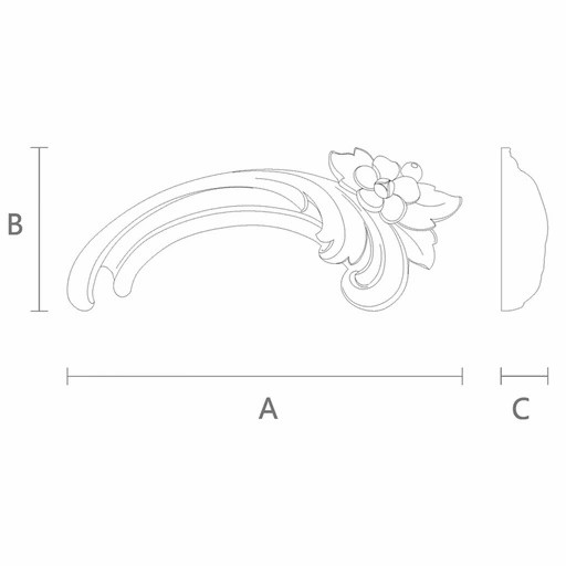 Classical decorative wood onlay with a small flower, Right