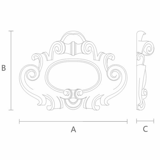 Classical hardwood cartouche with scrolls
