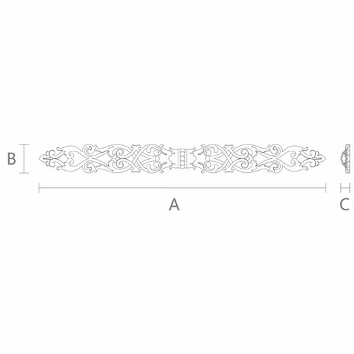 Ornamental narrow applique from solid wood