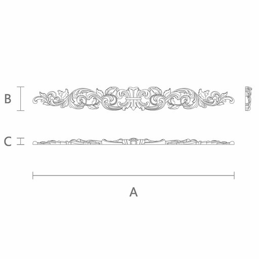 Scroll onlay applique with acanthus leaves
