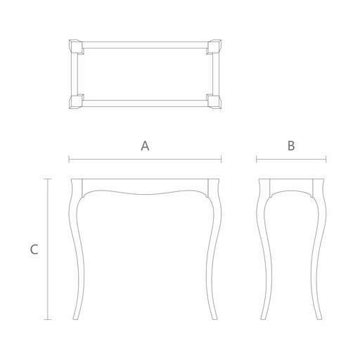 RECTANGULAR CONSOLE TABLE ON FOUR CURVED LEGS