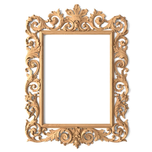 RECTANGULAR WOODEN BAROQUE STYLE FRAME MIRROR
