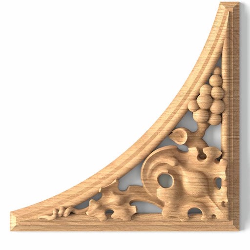 Handcrafted hardwood corner onlay with Grapes, Right