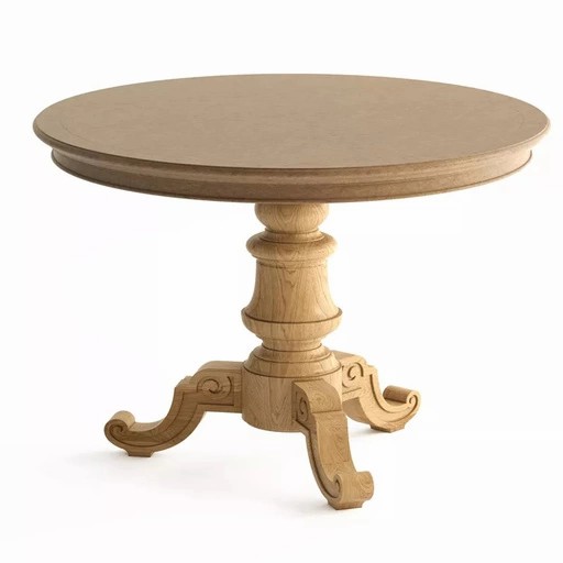 CARVED TRIPOD TABLE BASE FROM OAK
