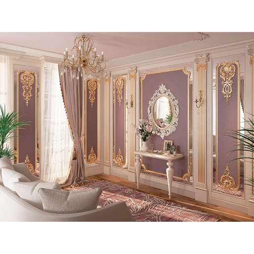 DECORATIVE FRENCH WOOD PANEL WITH CARVED ONLAYS AND CLASSICAL MOULDINGS