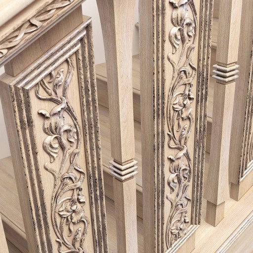 ART NOUVEAU OAK CARVED BALUSTER WITH IRISES FLOWERS