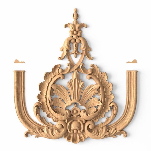 LARGE OPENWORK BAROQUE-STYLE CENTER ONLAY FROM WOOD