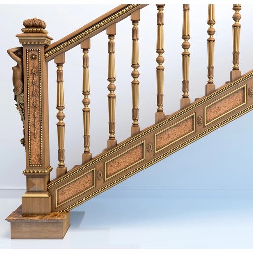 UNFINISHED SOLID WOOD FLUTED BALUSTER FOR STAIRCASE