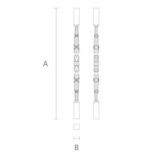 FLUTED CLASSIC STYLE OAK STAIR BALUSTER WITH RIBBONS
