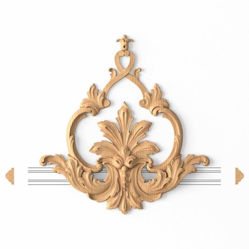 CARVED WOODEN VINTAGE CENTER ONLAY WITH PALMETTE LEAF