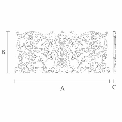 Rectangular Baroque onlay with miniature beads from solid wood