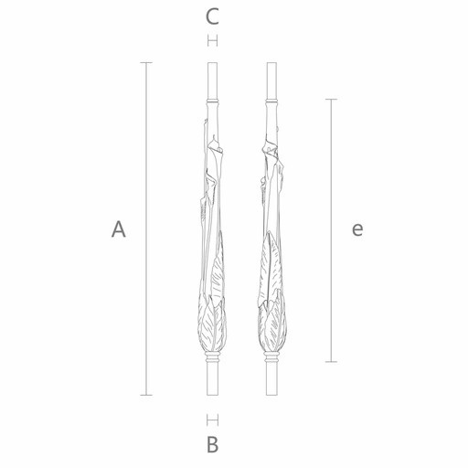 LARGE CARVED STAIR BALUSTER WITH CALLA LILIES