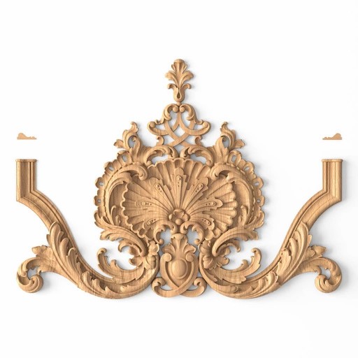 BAROQUE-STYLE HANDCRAFTED FURNITURE APPLIQUES FROM SOLID WOOD