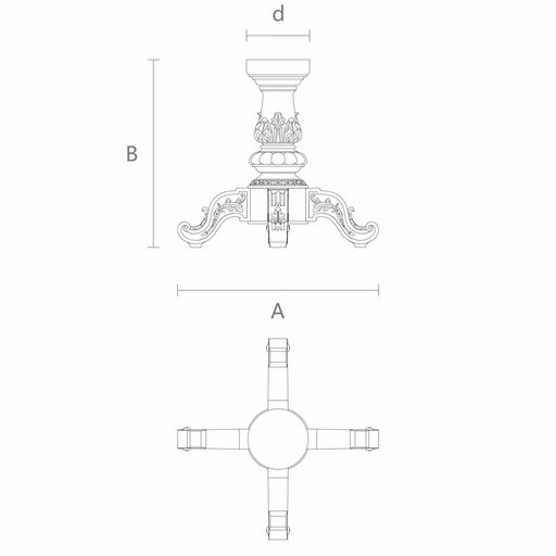 CARVED BAROQUE PEDESTAL TABLE BASE WITH FOUR LEGS