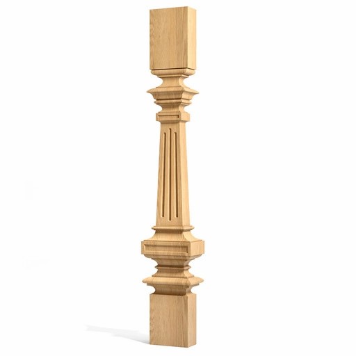 FLAT WOODEN STAIRCASE BALUSTER WITH FLUTES