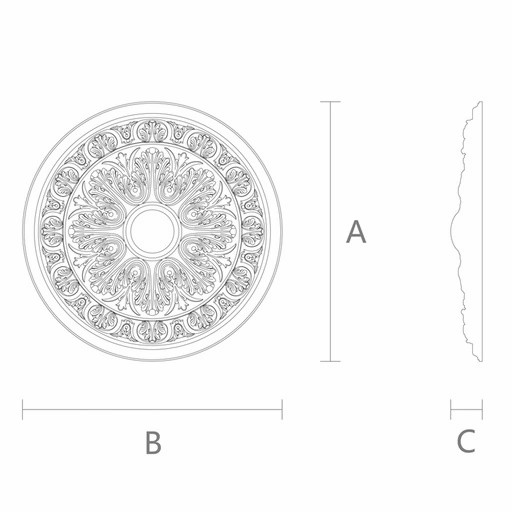 Carved rosette applique with acanthus leaves